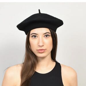 Lack of colour black wool beret